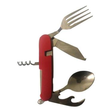 Imagem de Talheres Portátil multifuncional Inox Faca Garfo Abridor de Garrafa Do
