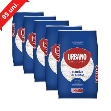 Imagem de Kit 5 Farinha de Arroz Flocão Urbano Sem Glúten 500g