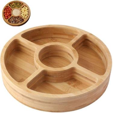 Imagem de Kit 2 Gamelas Pestisqueira Redonda 5 Divisórias Bambu 26cm - Clink