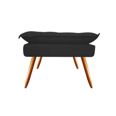 Imagem de Puff Puf Banqueta Decorativa Opala Retangular Suede Preto Pés Palito M