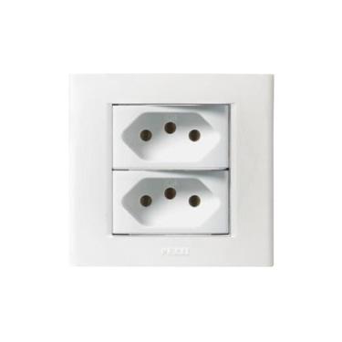 Imagem de Conjunto tomada dupla 10a 2p+ t 250v embutir moveis pezzi