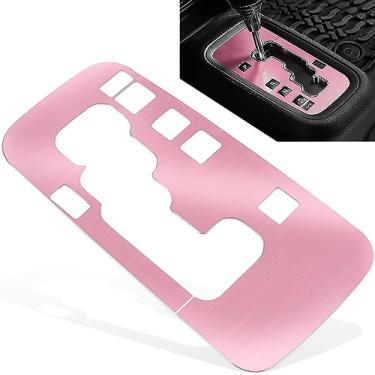 Imagem de Capa de quadro de engrenagem de guarnição capa de caixa de câmbio para Jeep Wrangler 2012-2018 JK JKU Sport Sahara Freedom Rubicon Unlimited Gear Shift Panel Cover guarnição acessórios de decoração de interiores alumínio (rosa)