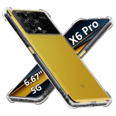 Imagem de USTIYA Capa para Xiaomi Poco X6 Pro 5G Capa TPU Transparente Quatro Cantos Protetora Macio