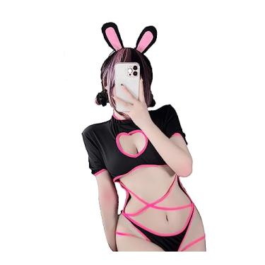 Imagem de JasmyGirls Lingerie sexy de coelhinho anime cosplay fantasia Halloween Naughty Maid Outfit Kawaii, lindo body de peça única