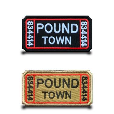Imagem de 2 pacotes de Patch de Pound Town Funny Totalmente Bordado Gancho e Laço Tático Remendo Militar para roupas, mochilas, bonés, coletes, jeans, jaquetas etc.