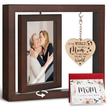 Imagem de Porta-retrato flutuante giratório exclusivo para esposa, mãe, mãe - To Our Family You Are The World, Best Mom Ever Meaningful Birthday Mothers Day Gifts from Daughter Son Kids Picture Frame 10 x 15 cm