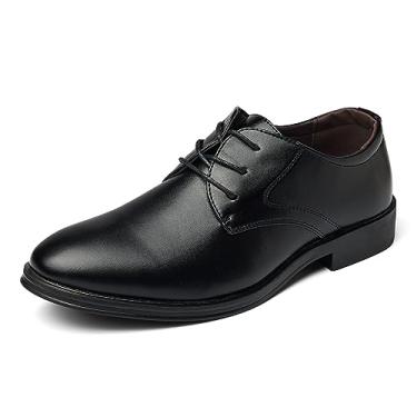 Imagem de HGUEB Sapato social masculino formal moderno Oxford negócios casamento trabalho cadarço Derby sapatos, Preto, 41