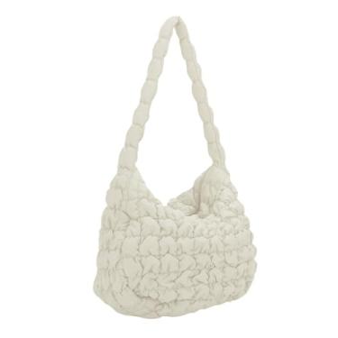 Imagem de Sacola acolchoada grande acolchoada leve acolchoada bolsa de ombro inchada para mulheres, Nº 011 bege, X-Large