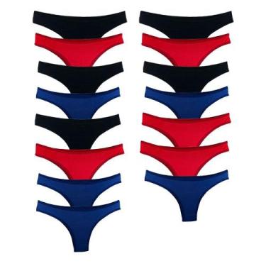 Imagem de Kit 15 Calcinhas Fio Dental Algodão Cotton Básica Lisa Lingerie - Try 