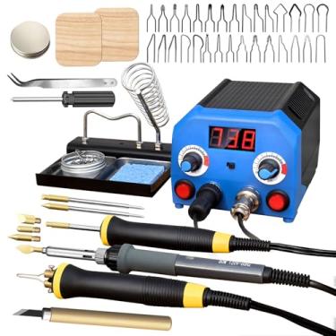 Imagem de FIRElood Kit de queimador de madeira LH55-3-3 Caneta para queimar madeira 200 ~ 750 °C, kit de queima de madeira com termômetro digital, temperatura ajustável, 3 canetas pirográficas para queima de