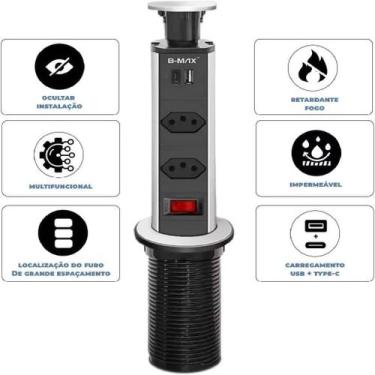 Imagem de Torre De Tomadas Multiplug com 2 tomadas Usb + Usb C - LSMI MARKET