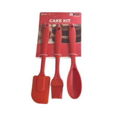 Imagem de Kit Cozinha Com 3 Peças Culinaria De Silicone Colher Pincel - NIX HOUS