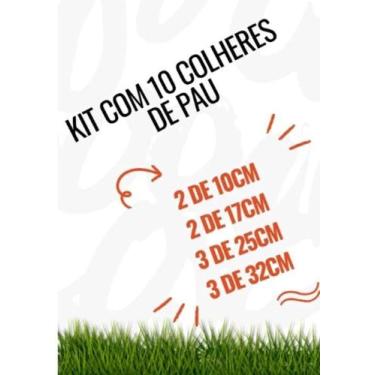 Imagem de KIT VARIADO COLHER DE PAU COM 10 UNIDADES (2de10cm, 2de17cm,3de25cm,3d