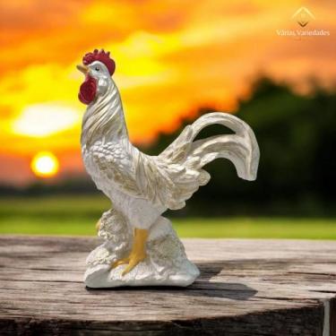 Imagem de Estatueta Galo Em Gesso Com Detalhes Em Ouro Decoração Elegante E Sofi