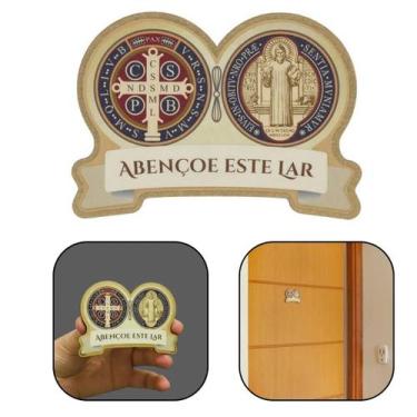 Imagem de Medalha de porta Devocionário São Bento Madeira MDF - FORNECEDOR 1