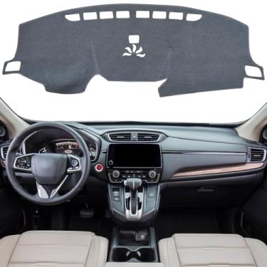 Imagem de KEYOOG Capa de painel de painel compatível com Ho-nda CR-V 2022-2017 (sem modelos HUD), tapete antirreflexo, protetor solar antiderrapante (cinza)