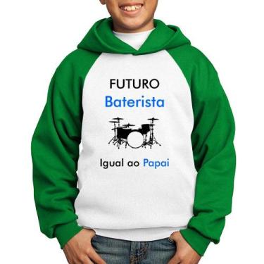 Imagem de Moletom Infantil Futuro Baterista Igual ao Papai - Foca na Moda, Branc