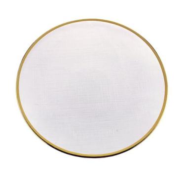 Imagem de Prato Sobremesa de Cristal c/Borda Dourada Linen 21cm Wolff