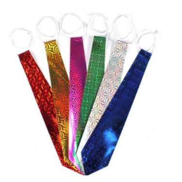 Imagem de Kit 12 Gravatas Holográficas Papel 38 Cm Carnaval Fantasia - Plena Mix