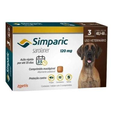 Imagem de Zoetis Antipulgas Simparic 40 A 60kg Cães 120mg 3 Comprimidos