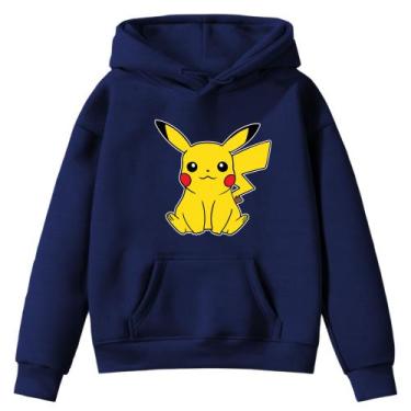 Imagem de Moletom Infantil Pi ca chu Po Ke Mon Desenho Infância Bolso Canguru Ca