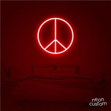 Imagem de luminaria letreiro Neon Led Paz 40x40 luminoso decoração p/ selfie - N