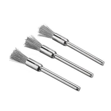 Imagem de kit 3 escova de aço tipo pincel para micro retifica - E-San
