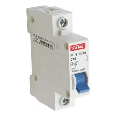 Imagem de Disjuntor Din Fd - Monopolar 1P 10A Condutor Curva C - Fame