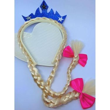 Imagem de Tiara Infantil com Trança Laço Coroa Princesa Frozen Festas
