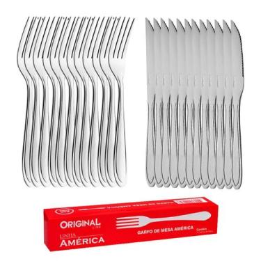 Imagem de Jogo de Talheres Garfo e Faca em Aço Inox 192pçs América Original Line