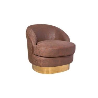 Imagem de Poltrona Estofada Moderna Base em Bronze Luxo Primeira Linha - LUXdéco