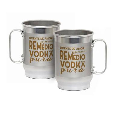 Imagem de Caneca Alumínio c/ Faixa Fosca 600ML Remédio Na Vodka Pura
