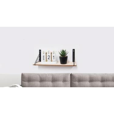 Imagem de Prateleira decorativa detalhe tiras de aço preto c/ suportes invertido