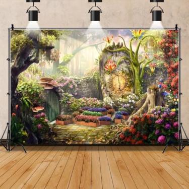 Imagem de Fundo de floresta de fadas 2,4 x 1,8 m Encantado País das Maravilhas Jardim Árvore Foto Selva Floresta Foto Chá de Bebê Crianças Feliz Aniversário Festa Bolo Decoração de Mesa