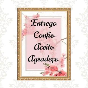 Imagem de Quadro Moldura Dourada Entrego Aceito Confio 45x34cm - Quadros On-line