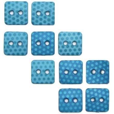 Imagem de Botão Poá Quadrado Turquesa/Azul Piscina Tam 10 - 10 unid - We Care Ab
