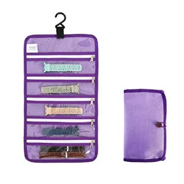 Imagem de ANIZER Organizador de Pulseiras de Relógio com 5 Bolsos Transparentes com Zíper Roxo