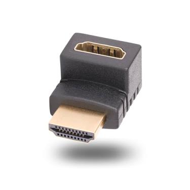 Imagem de StarTech.com Adaptador HDMI 2.0 de ângulo descendente, macho para fêmea, economizador/extensão de porta HDMI angular vertical de 90 graus, 4K 60Hz