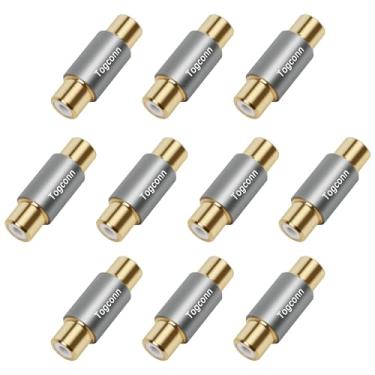 Imagem de Togconn Adaptador RCA – Pacote com 10 conectores de acoplador fêmea RCA duplo banhado a ouro para extensão de áudio e vídeo