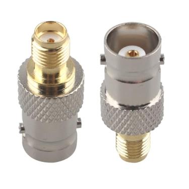 Imagem de Futheda 2 peças SMA fêmea para BNC fêmea RF adaptador coaxial SMA para conector BNC conector de antena coaxial acoplador reto compatível com SDR Ham rádio portátil bidirecional Baofeng UV 5R UV82