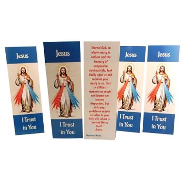 Imagem de Conjunto de cartas sagradas com marcador de livro Divine Mercy com Jesus I Trust in You Prayer Pacote de aula de estudante feito nos EUA, conjunto de 5