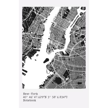 Imagem de Notebook "New-York map" – light grey – 80 pages - blank- 5,5x8,5in - 40° 46′ 47.629″N 3° 58′ 6.834″O: Carnet de notes "Plan de New-York" – gris clair ... 13,9x21,5cm - 40° 46′ 47.629″N 3° 58′ 6.834″O