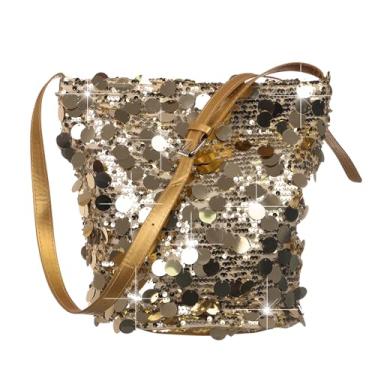 Imagem de Octwine Shinny Bolsa de mão prateada preta de lantejoulas bolsa de ombro bolsa transversal para festa de formatura bolsa transversal para mulheres, Dourado