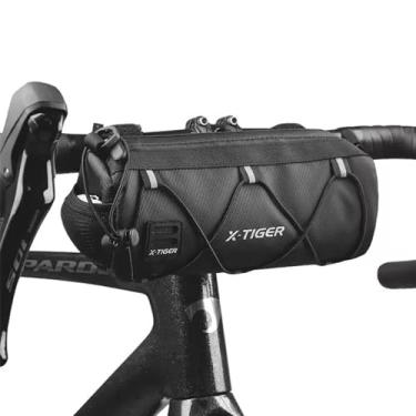 Imagem de Bolsa de guidão de bicicleta à prova d'água – Bolsa de rolo com moldura frontal de 2 L com alça de ombro, acessórios profissionais de viagem para ciclismo de estrada, armazenamento multifuncional