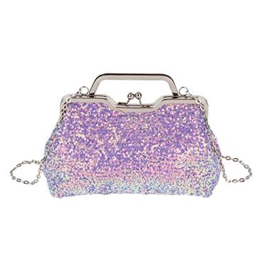 Imagem de Bolsa de mão sereia com lantejoulas brilhantes brilhantes para noite bolsa transversal para banquete bolsa de mão para festa de formatura e casamento, A - roxo, 10.6*3.5*5.5in