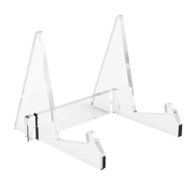 Imagem de LICONG-2019 Suporte para CD Display Rack de CD Suporte acrílico para tablet Livro Receita Book Shelf Porta-revistas Triangular Destacável Porta-retrato de livro Suporte para toca-discos (Transparente)