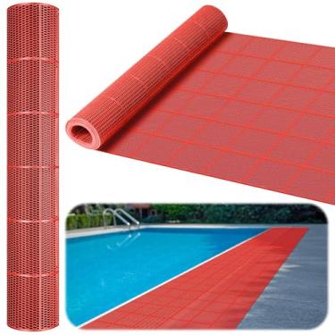Imagem de Tondiamo Tapete de drenagem para piso de piscina antiderrapante tapete de PVC tapete oco para exterior interior pátio restaurante cozinha banheiro bares (0,9 x 3 m, vermelho)