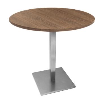 Imagem de Mesa Alpha Inox 77,50 cm (Altura) com Tampo em MDP Redonda 80 cm Imbuia