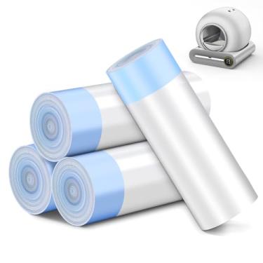 Imagem de 80 sacos de lixo para caixa de areia de gato autolimpante, forros extra grandes de substituição, 4 rolos de sacos de lixo com cordão para caixas de areia automáticas, 50 x 45 cm (80 unidades/4