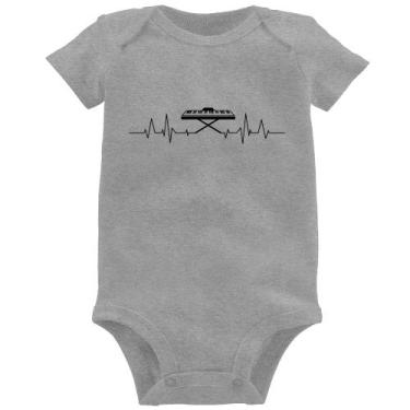Imagem de Body Bebê Teclado Batimentos Cardíacos - Foca na Moda, Cinza, M